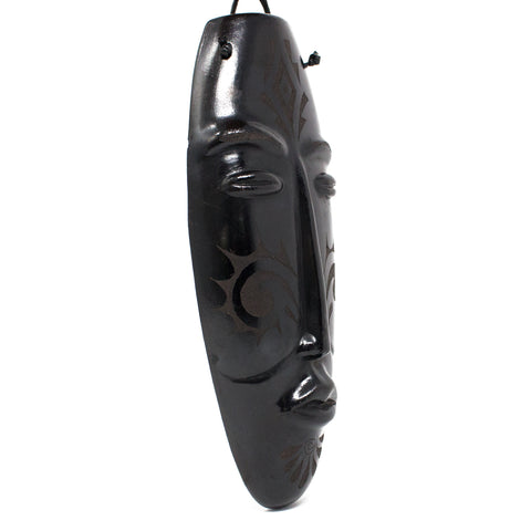 Elongated Kissing Mask, Scribed Black Clay