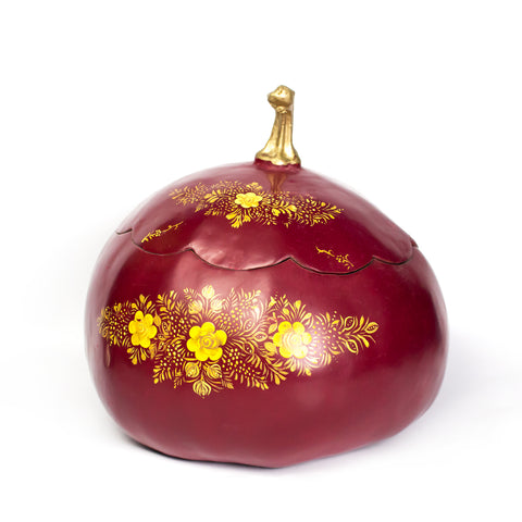 Large Red Tole with Golden Flowers, Laca