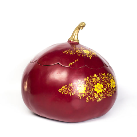 Large Red Tole with Golden Flowers, Laca