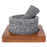 Small round engraved Molcajete, Basalt Stone