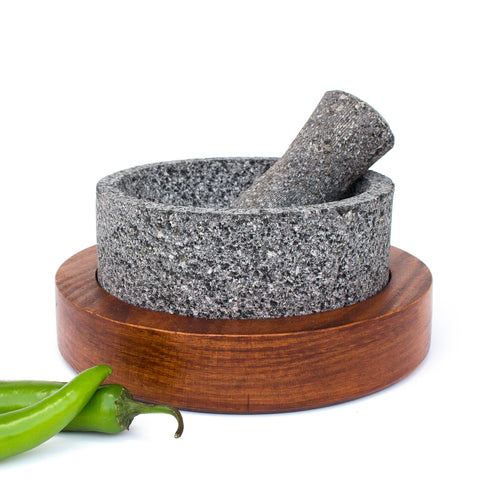 Round shaped Molcajete, Basalt Stone