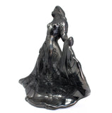 Mixteca Woman with Flower Covered Skirt Sculpture, Oaxaca Black Clay