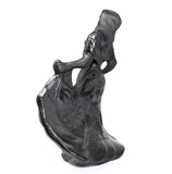 Mixteca Woman with Flower Covered Skirt Sculpture, Oaxaca Black Clay