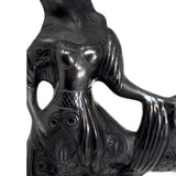 Mixteca Woman with Flower Covered Skirt Sculpture, Oaxaca Black Clay