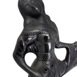 Mixteca Woman with Flower Covered Skirt Sculpture, Oaxaca Black Clay