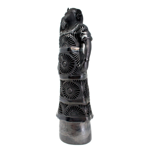 Tuxtepec Woman with Braid Carrying a Pineapple, Oaxaca Black Clay