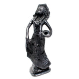 Tehuana Woman with Flower Skirt, Basket and Headdress, Oaxaca Black Clay