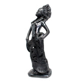 Tehuana Woman with Flower Skirt, Basket and Headdress, Oaxaca Black Clay