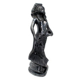 Tehuana Woman with Flower Skirt, Basket and Headdress, Oaxaca Black Clay