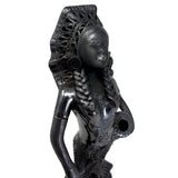 Tehuana Woman with Flower Skirt, Basket and Headdress, Oaxaca Black Clay