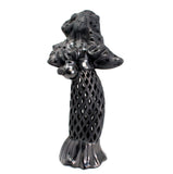 Tehuana Woman with Jug, Stars Blouse and Headdress, Oaxaca Black Clay