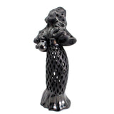 Tehuana Woman with Jug, Stars Blouse and Headdress, Oaxaca Black Clay