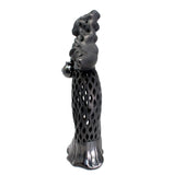 Tehuana Woman with Jug, Stars Blouse and Headdress, Oaxaca Black Clay