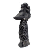 Tehuana Woman with Jug, Stars Blouse and Headdress, Oaxaca Black Clay