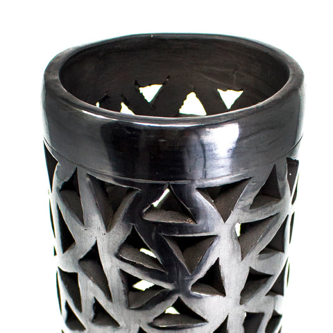 Medium Tube Gloss and Triangles Pattern Lamp Screen, Oaxaca Black Clay