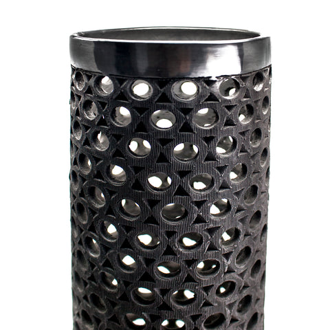Tube Shaped and Textured Circle Lamp Screen, Oaxaca Black Clay