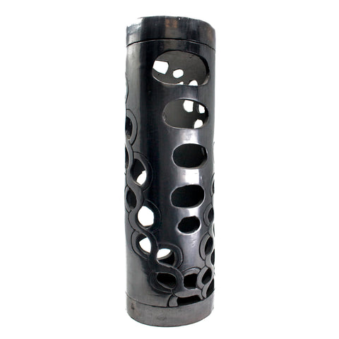 Tube Shaped and Round Pattern Lamp Screen, Oaxaca Black Clay