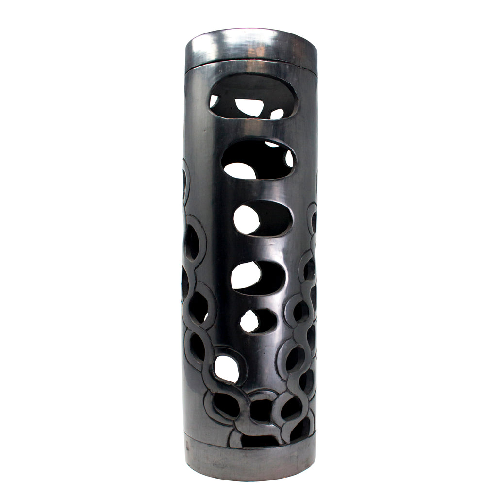 Tube Shaped and Round Pattern Lamp Screen, Oaxaca Black Clay