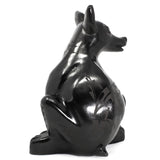 Sitting Coyote Dog, Scribed Black Clay