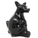 Sitting Coyote Dog, Scribed Black Clay