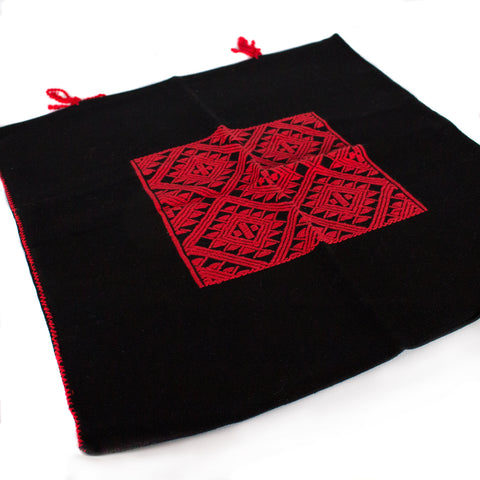 Black Chiapas Pattern Cushion Sleeve, Backstrap Weaving