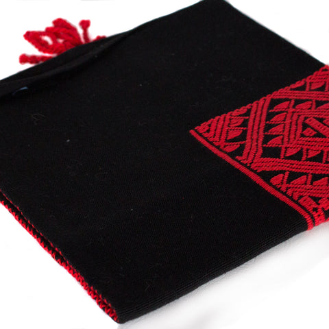 Black Chiapas Pattern Cushion Sleeve, Backstrap Weaving