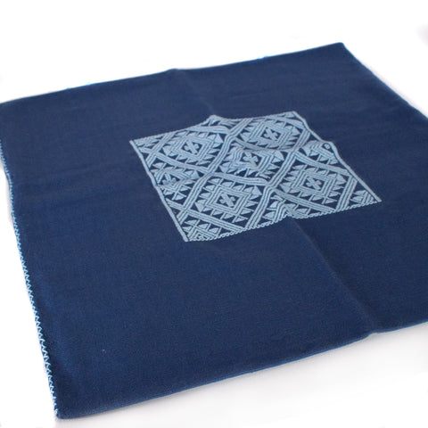 Blue Chiapas Pattern Cushion Sleeve, Backstrap Weaving