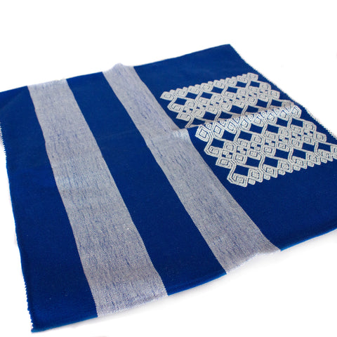 Blue Stripes & Chiapas Pattern Cushion Sleeve, Backstrap Weaving