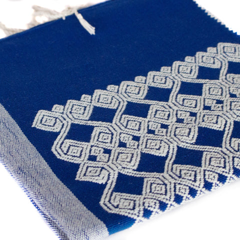 Blue Stripes & Chiapas Pattern Cushion Sleeve, Backstrap Weaving