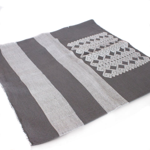 Gray Stripes & Chiapas Pattern Cushion Sleeve, Backstrap Weaving