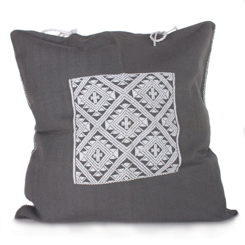 Gray Chiapas Pattern Cushion Sleeve, Backstrap Weaving