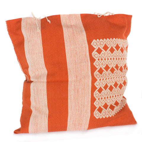 Orange Stripes & Chiapas Pattern Cushion Sleeve, Backstrap Weaving