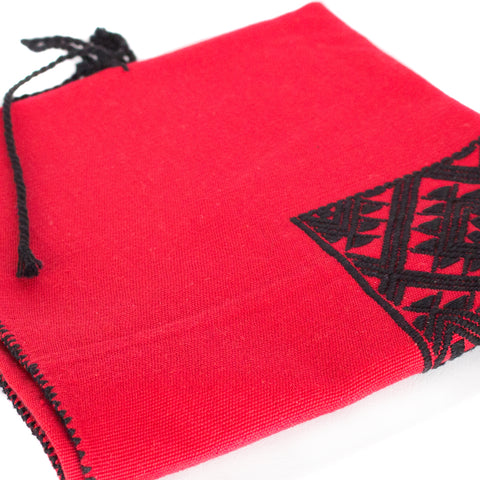 Red Chiapas Pattern Cushion Sleeve, Backstrap Weaving