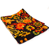 Flowers & Animals Black Table or Bed Runner, Machine Embroidery