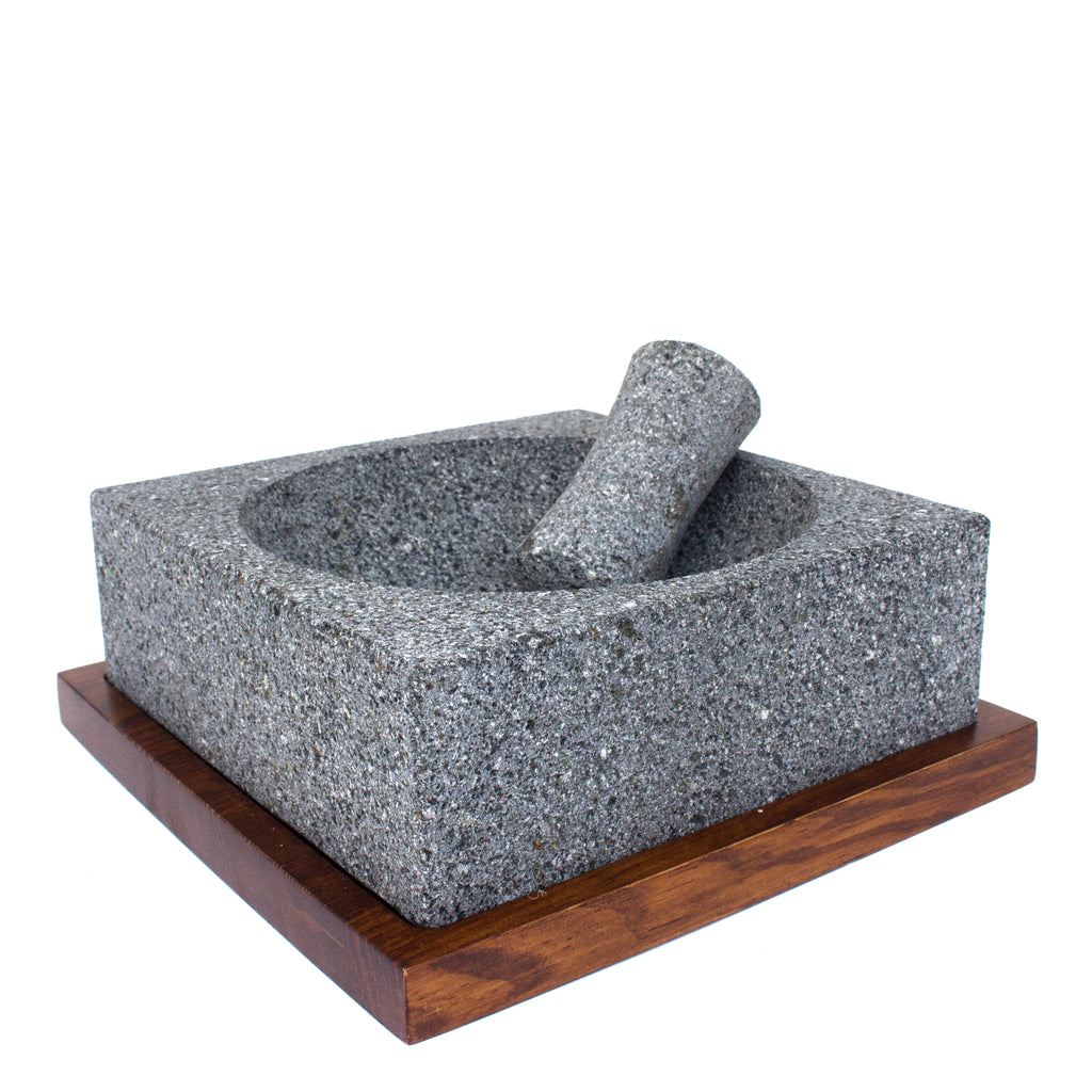 Square shaped Molcajete, Basalt Stone