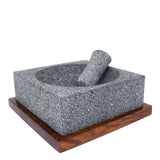 Square shaped Molcajete, Basalt Stone