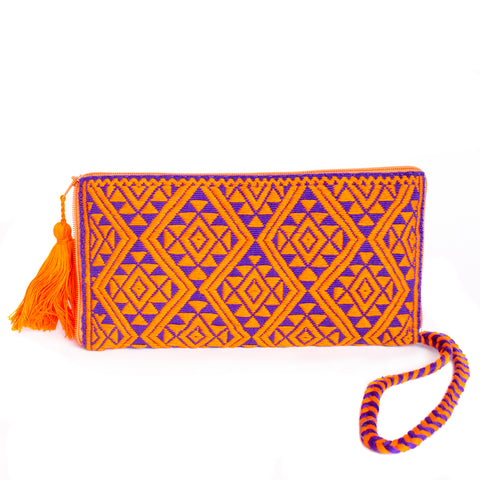 Orange/Purple Ladies’ Wallet, Backstrap Loom