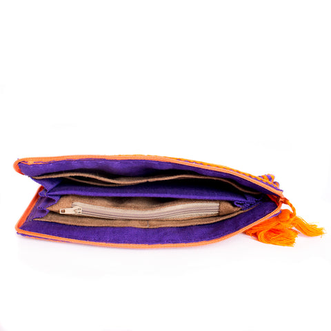 Orange/Purple Ladies’ Wallet, Backstrap Loom