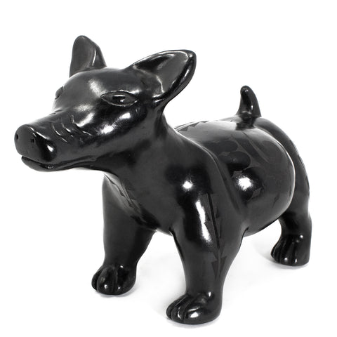 Colima Xolotzcuintli Dog, Scribed Black Clay