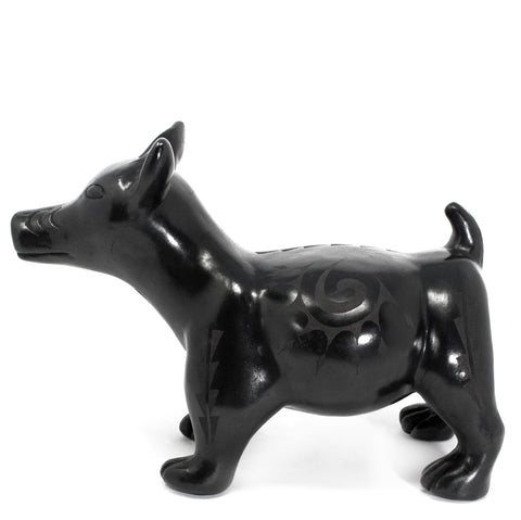 Colima Xolotzcuintli Dog, Scribed Black Clay
