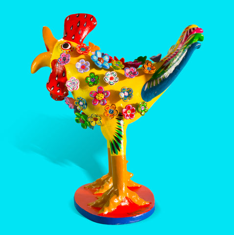 Standard Flower-covered Rooster, Betus Clay
