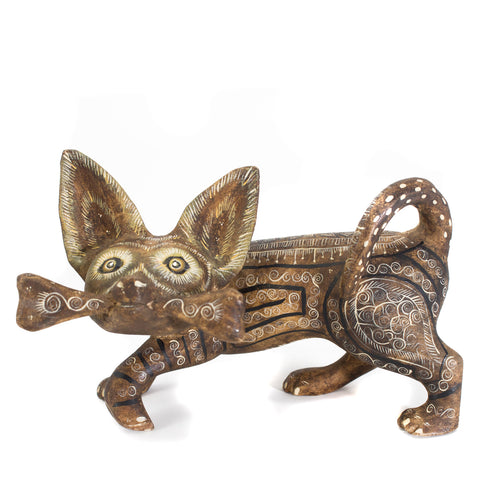 Chihuahua Dog with A Bone Alebrije, Copal Wood