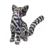 Gray and Black Cat Alebrije, Copal Wood