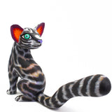 Gray and Black Cat Alebrije, Copal Wood