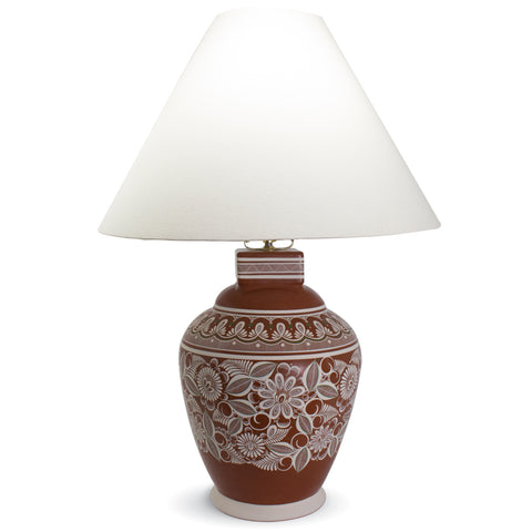 Flowers and Leaves Pattern Lamp, Bandera Clay