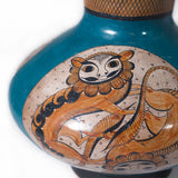 Fishes, Nahuales and Family Blue Vase, Burnished Clay