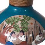 Fishes, Nahuales and Family Blue Vase, Burnished Clay