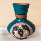 Fishes, Nahuales and Family Blue Vase, Burnished Clay
