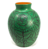 Oval-Shaped Green/Black Vase, Burnished Clay