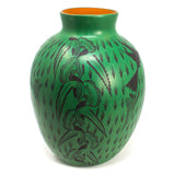 Oval-Shaped Green/Black Vase, Burnished Clay